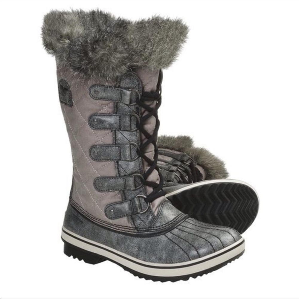 Sorel snow boots Tofino laceup mid calf waterproof boots kettle black 9
